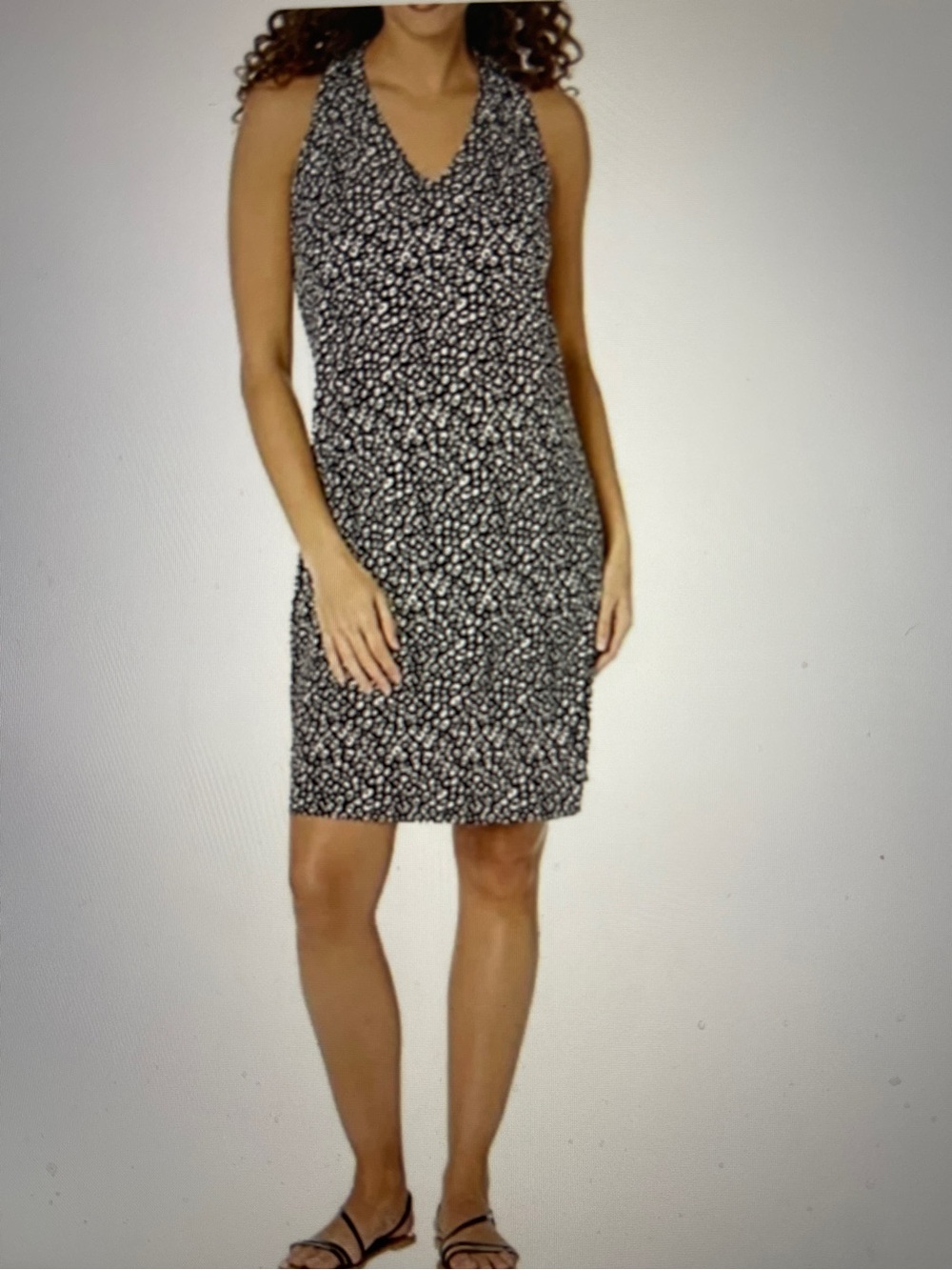Tommy Bahama B&W Sandy Spots Sleeveless V-Neck Print Travel Dress
